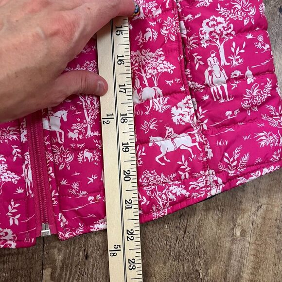 Ariat Down Puffer Vest Pink Horse Pattern Equestrian Full Zip XS/S *Read - Picture 3 of 10